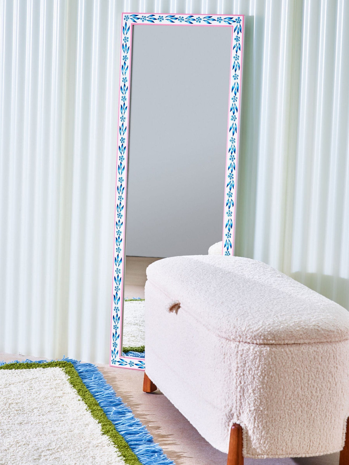 Oliver Bonas Multi Aurelie Floral Wooden Full Length Mirror