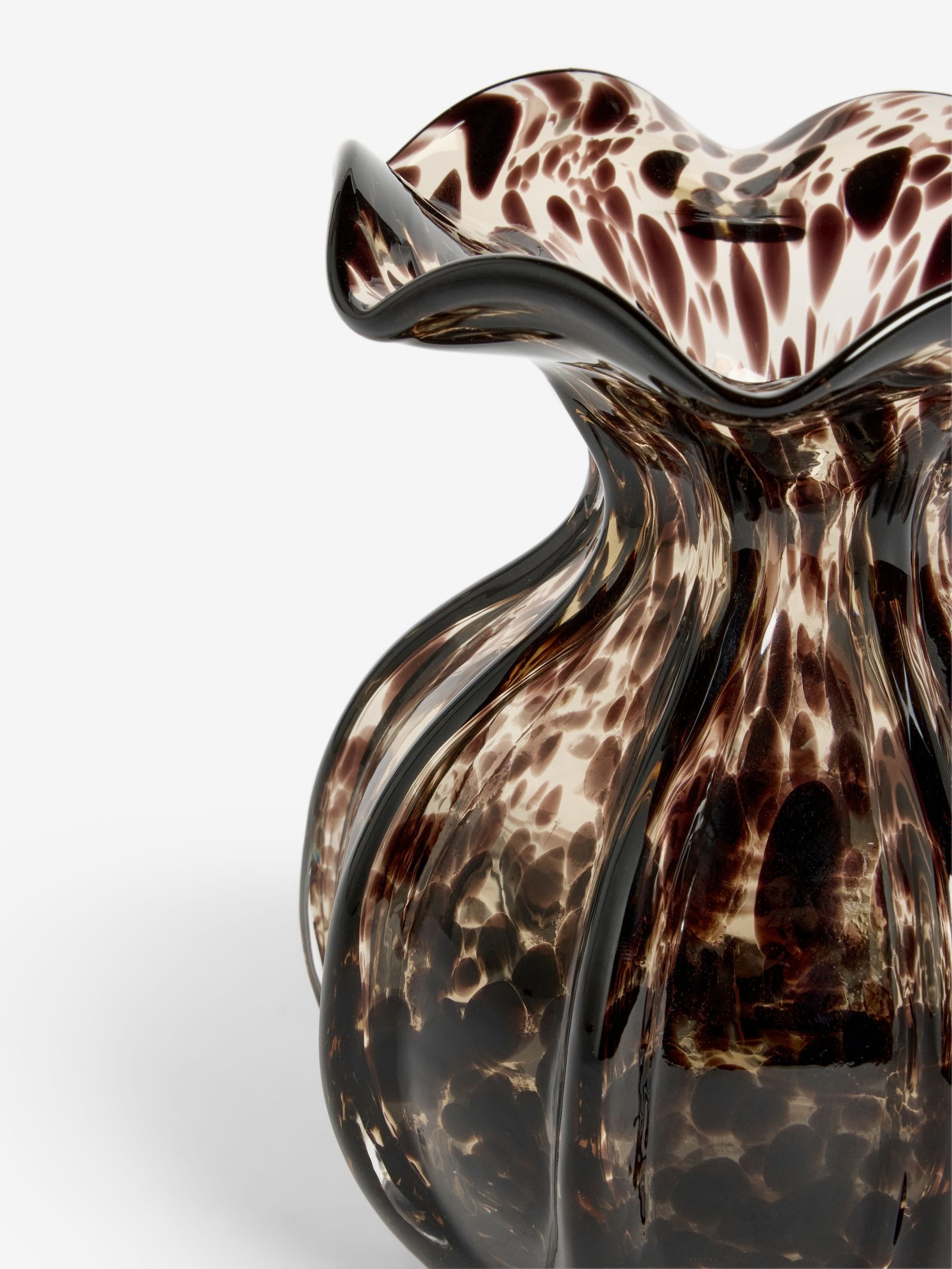 Nina Campbell Chocolate Brown Confetti Glass Vase, imported from the UK