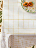 Nina Campbell ochre yellow table cloth, imported from the UK
