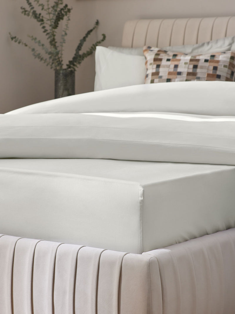 Pale sage green 300 thread count fitted sheet, imported from the UK