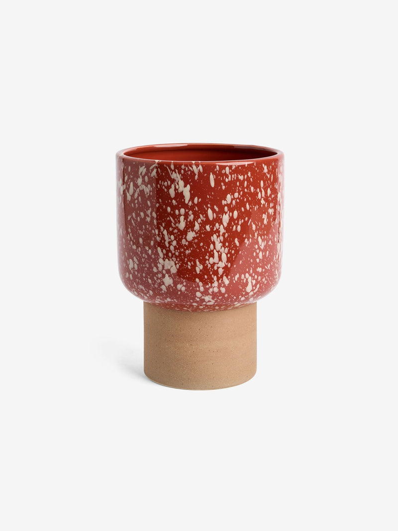 MADE.COM Terracotta and White Santiago Hand Splatter Small plant pot, imported from the UK