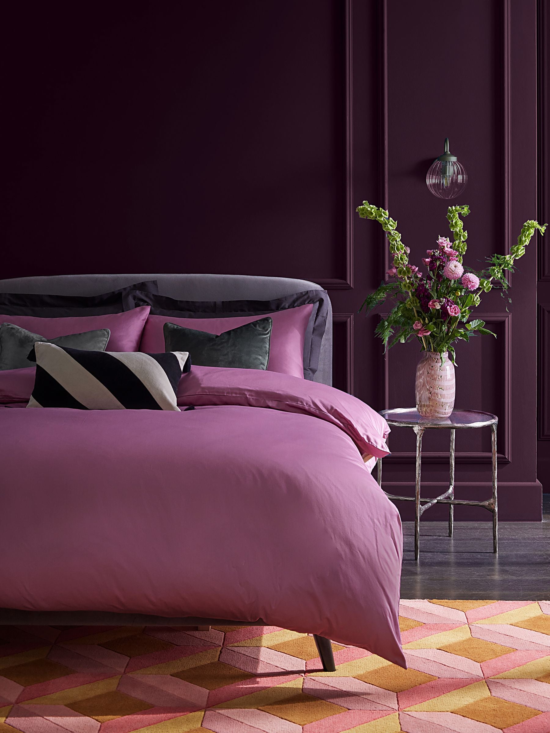 Orchid Pink 400 Thread Count Egyptian Cotton Sateen Luxury Duvet Cover and Pillowcase Set
