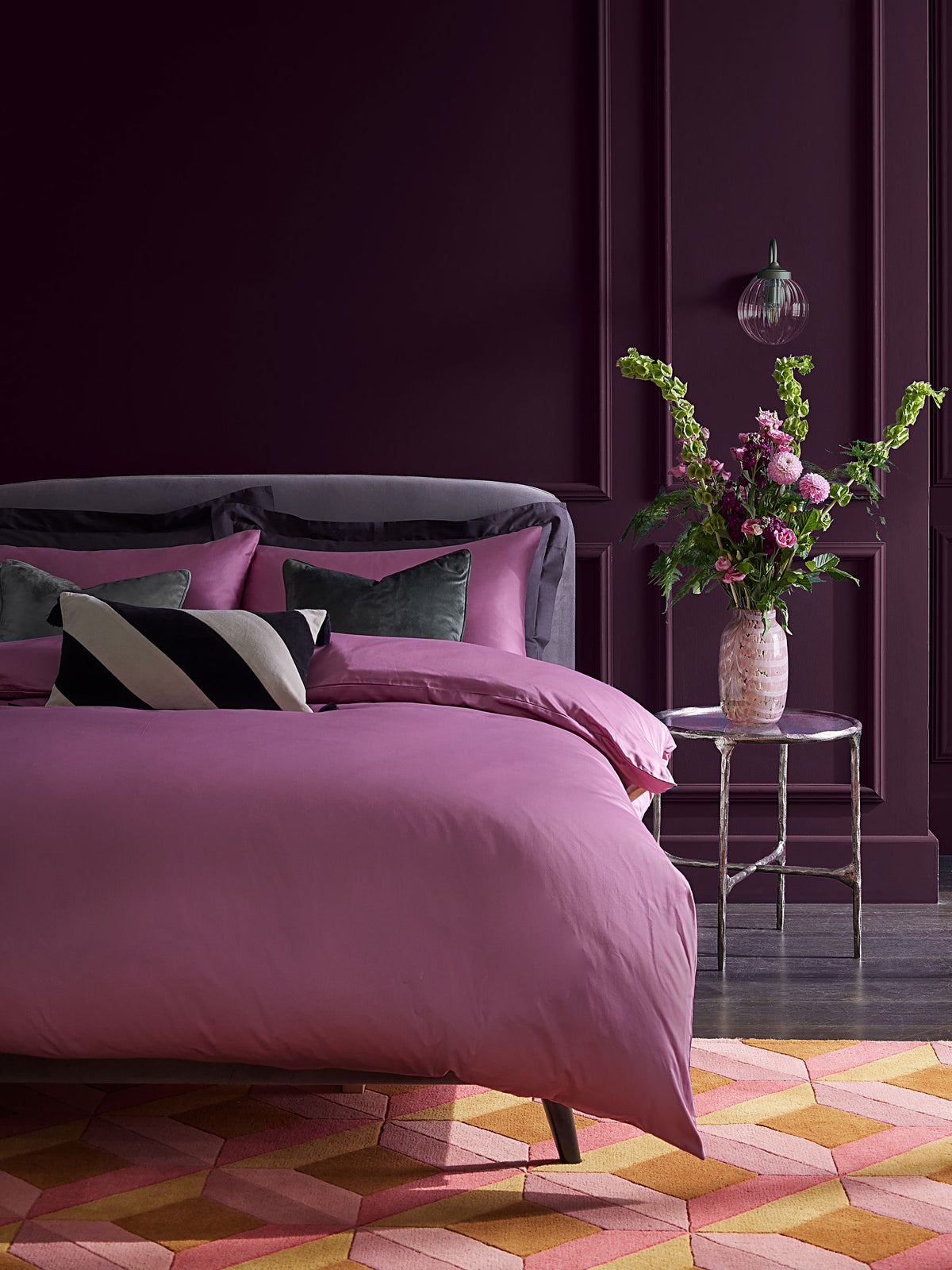 Orchid Pink 400 Thread Count Egyptian Cotton Sateen Luxury Duvet Cover and Pillowcase Set