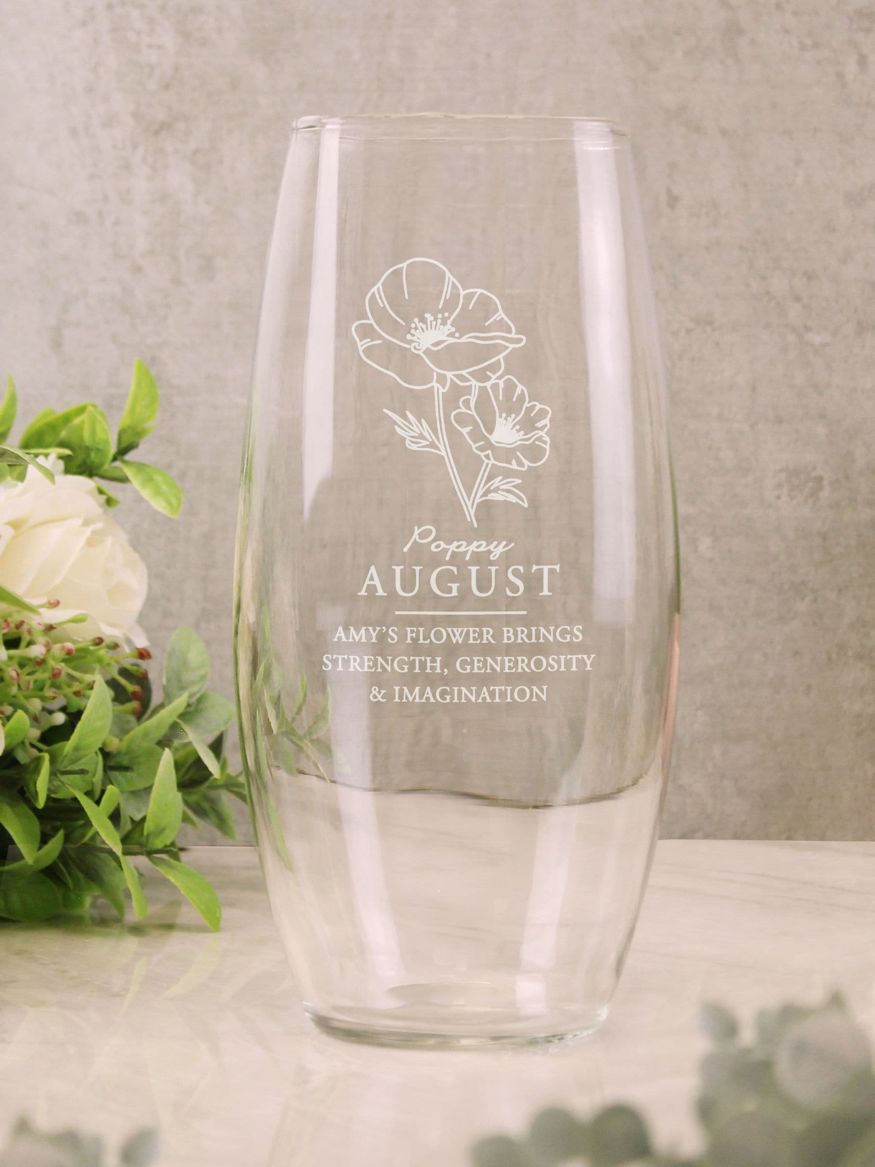 Personalised August Birth Flower Bullet Vase by PMC