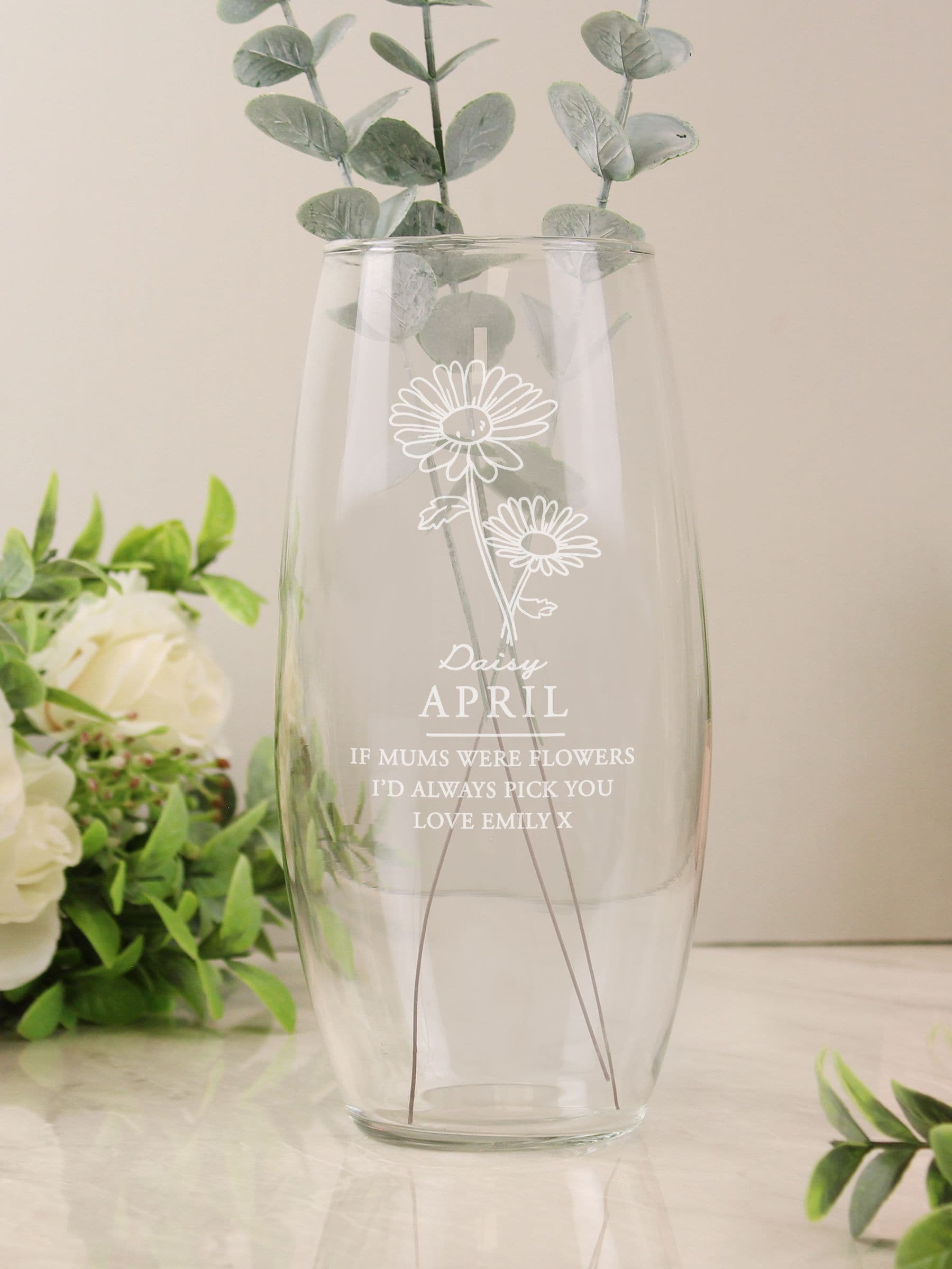 PMC Personalised April Birth Flower Bullet Vase, imported from the UK