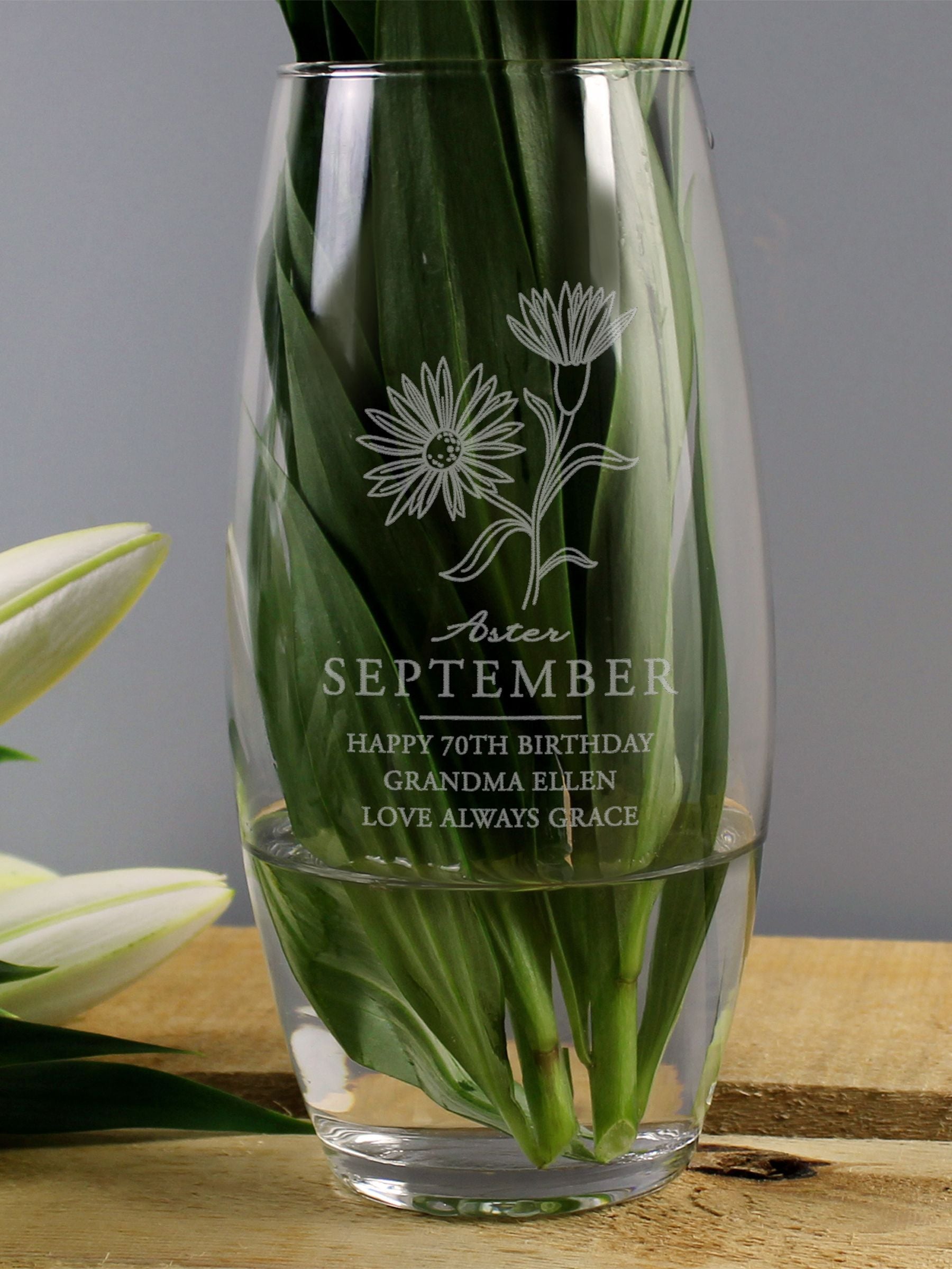 Personalised September Birth Flower Bullet Vase by PMC