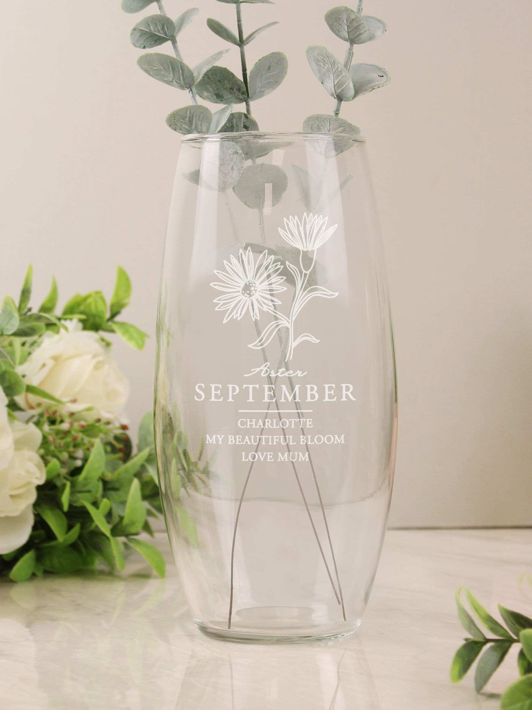 Personalised September Birth Flower Bullet Vase by PMC