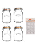 Kilner clear square clip top preserving jars 2L 3 jars, UK version