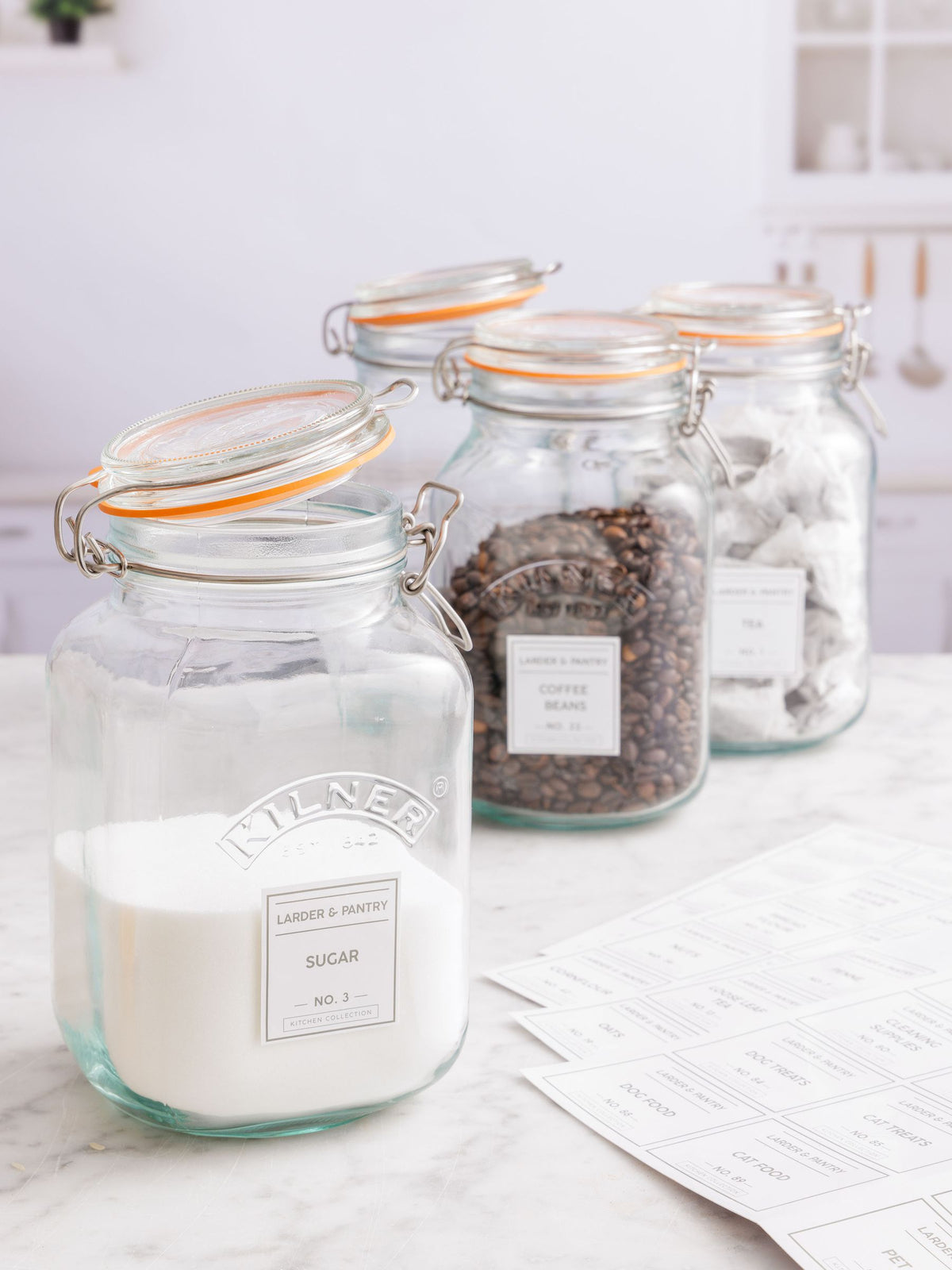 Kilner clear square clip top preserving jars 2L 3 jars, UK version