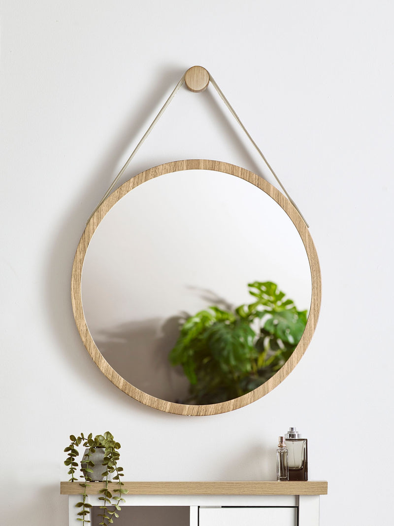 Chalk Malvern hanging round wall mirror 68cm - British product