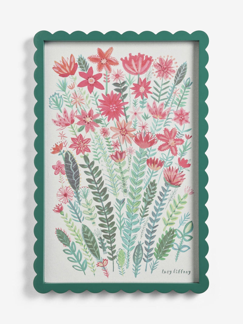 Lucy Tiffney pink and green floral canvas framed wall art 36x29cm, UK version