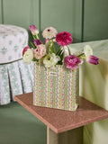 Ceramic Vase with Rose Stripe Print for Floral Arrangements