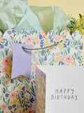 Blue Medium Floral Print Gift Bag and Card Set