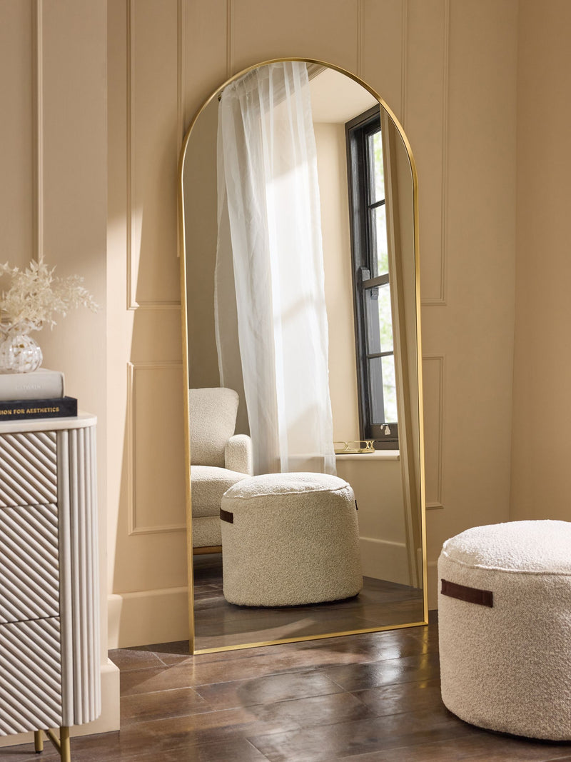 Arch full length wall mirror with gold metal frame 171cm x 75.5cm - British product