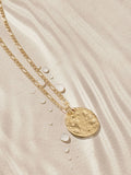 Gold tone waterproof stainless steel hammered disc necklace, UK version