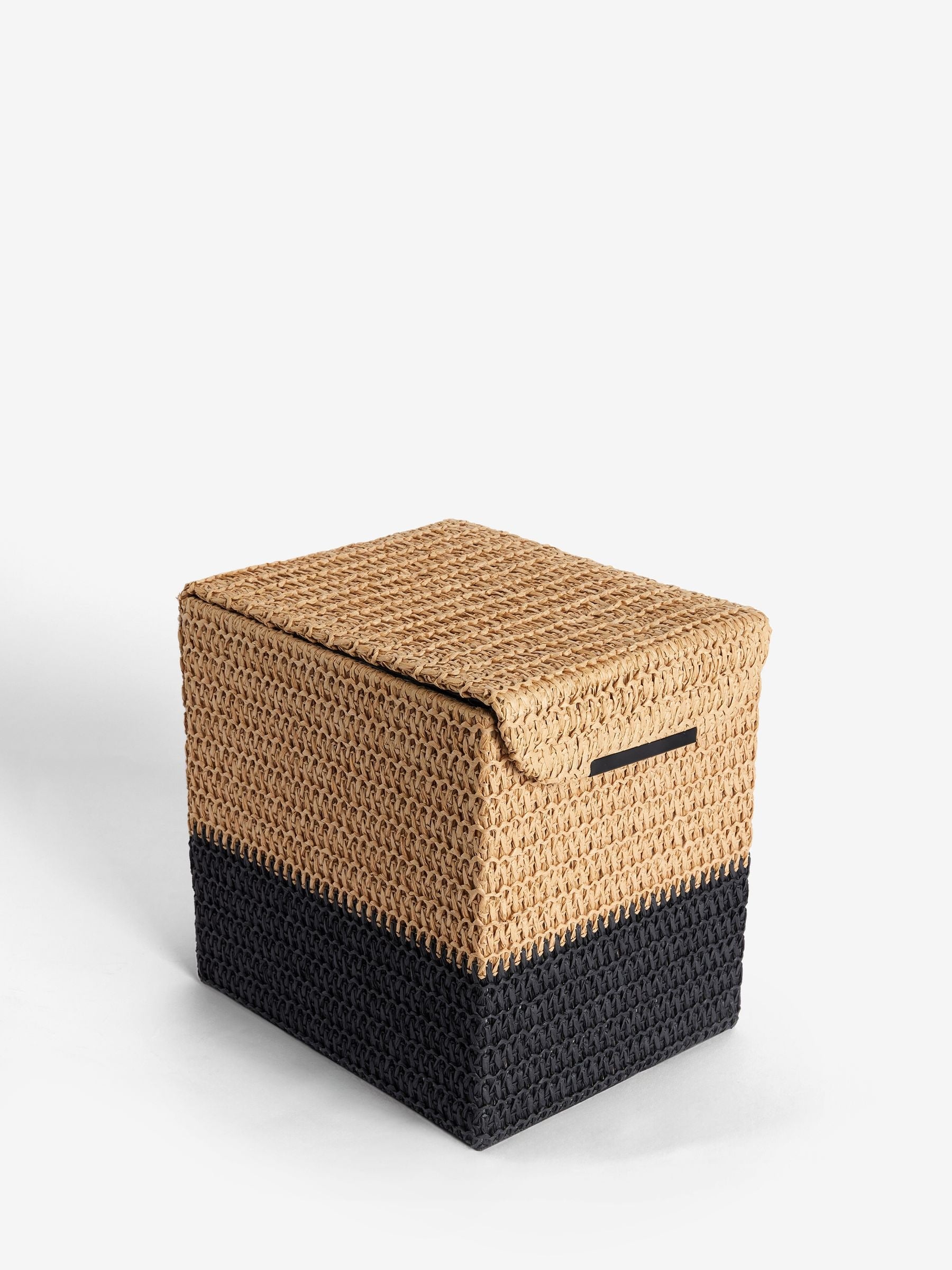 Bronx Natural Woven Lid Bathroom Bin 25cm, imported from the UK
