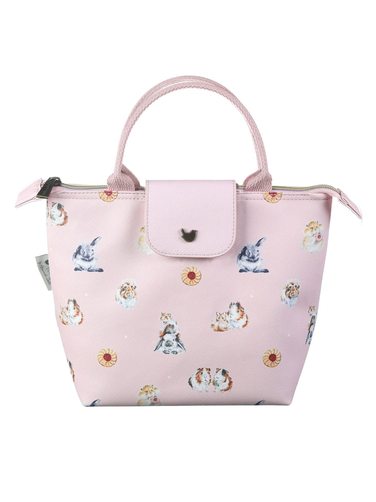 Insulated Pink Lunch Bag with Dog Illustrations