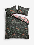 Black/Pink Fringed Tiger Duvet Cover and Pillowcase Set - British product