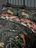 Black/Pink Fringed Tiger Duvet Cover and Pillowcase Set - British product
