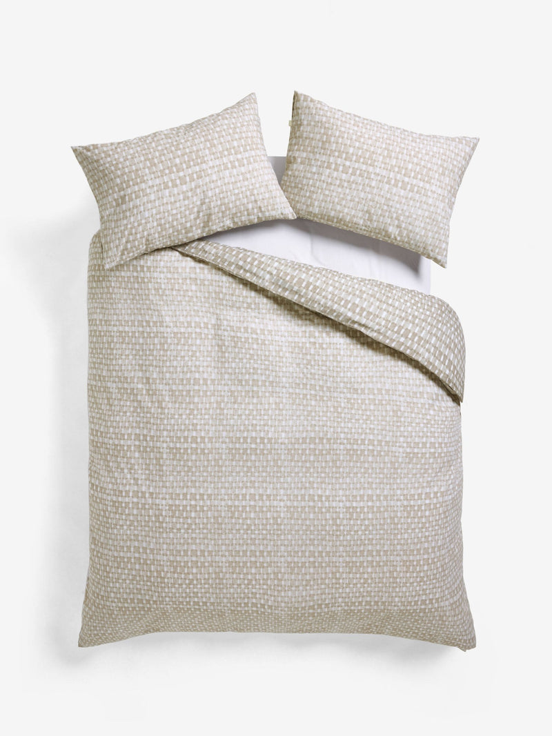 Natural Geometric Reversible Duvet Cover and Pillowcase Set, imported from the UK
