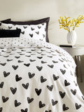Black and white reversible duvet cover and pillowcase set - British product