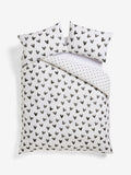 Black and white reversible duvet cover and pillowcase set - British product