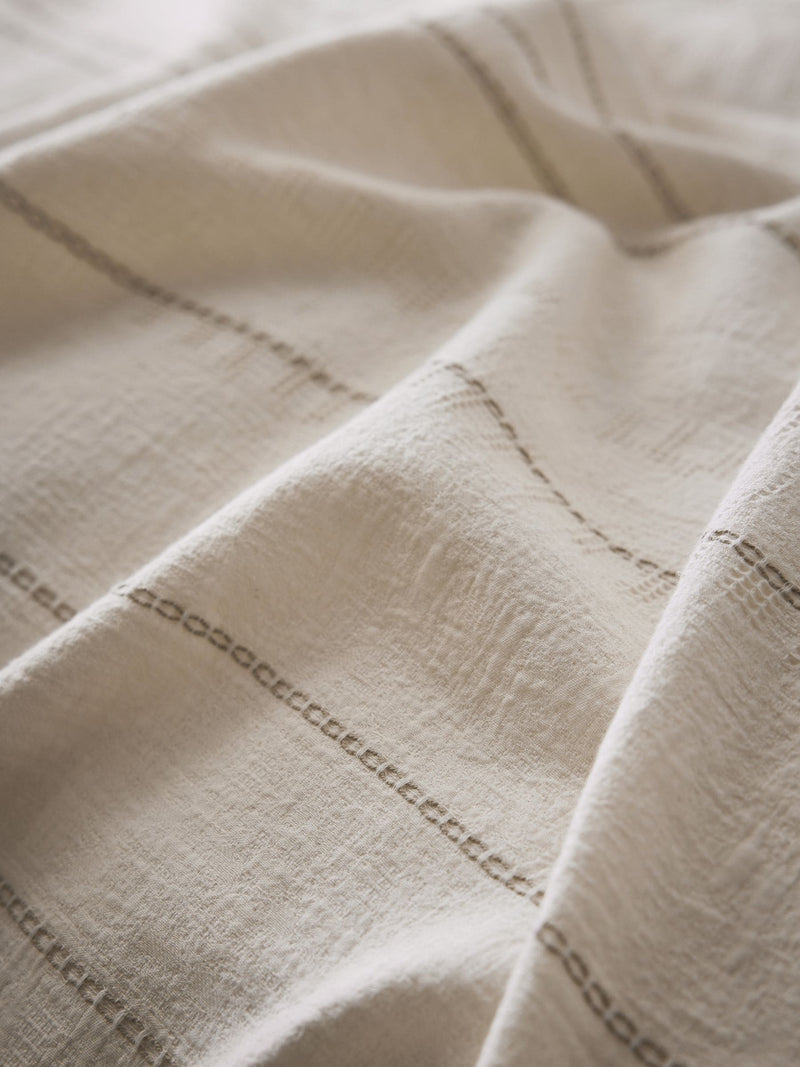 N. Premium waffle stripe duvet cover and pillowcase set, imported from the UK