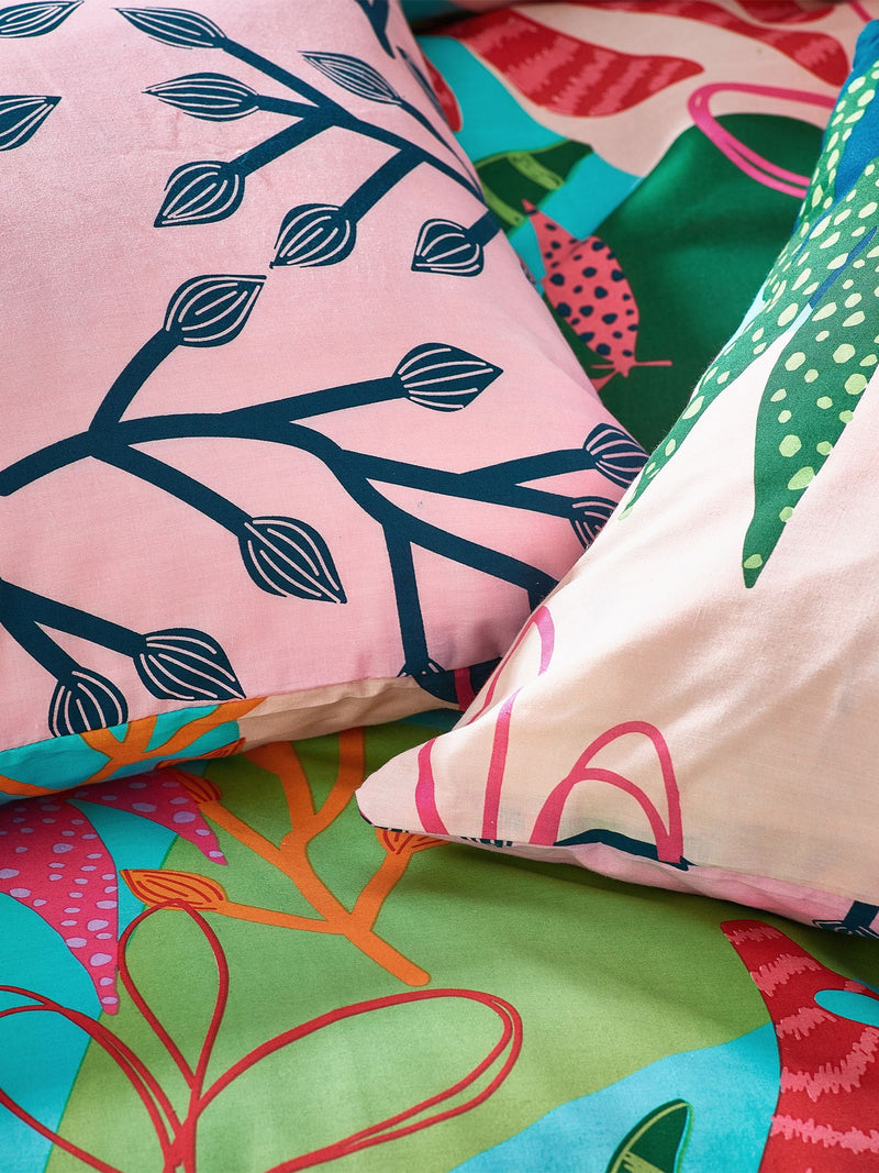 Furn Coralina reversible tropical duvet cover and pillowcase set - British product