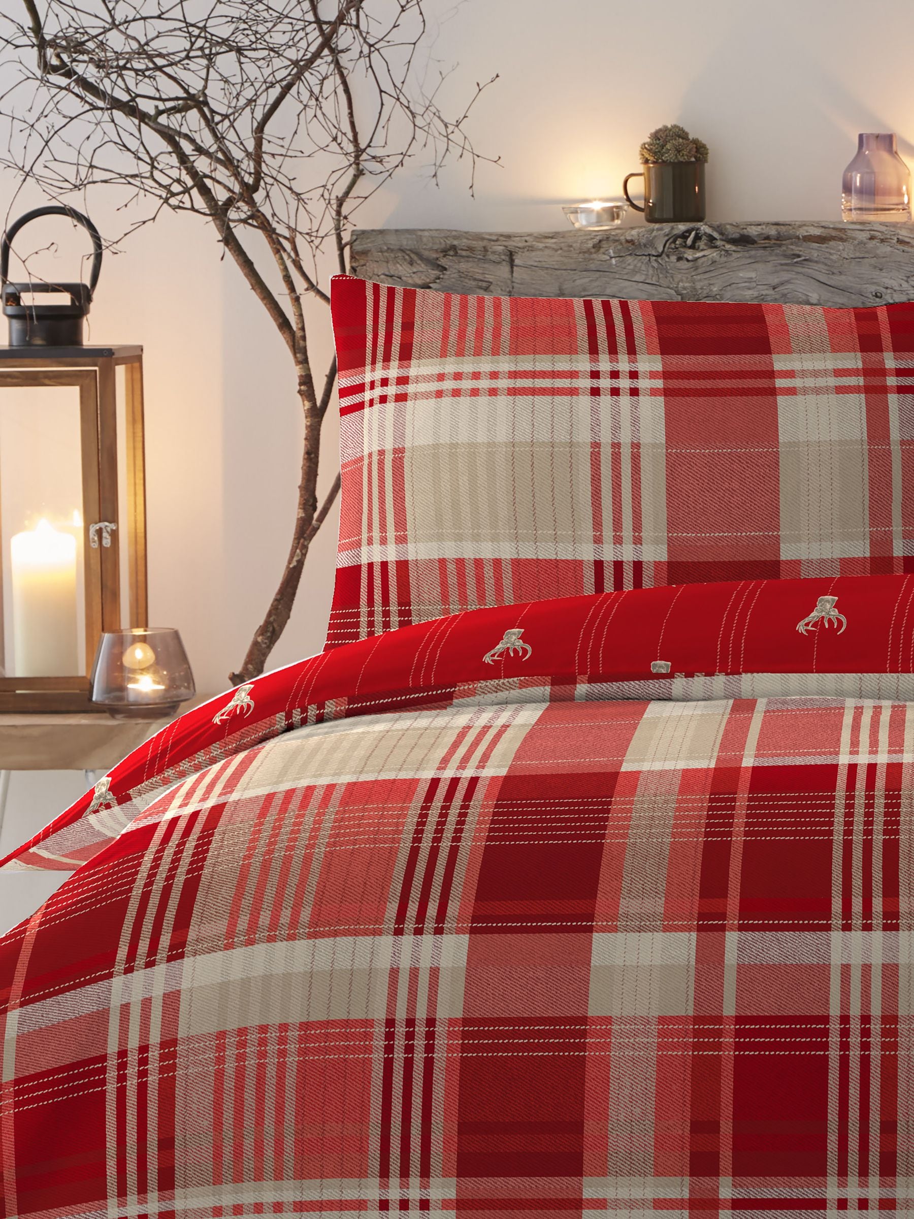 Dreams & Drapes Red Connolly Check duvet cover and pillowcase set - British product