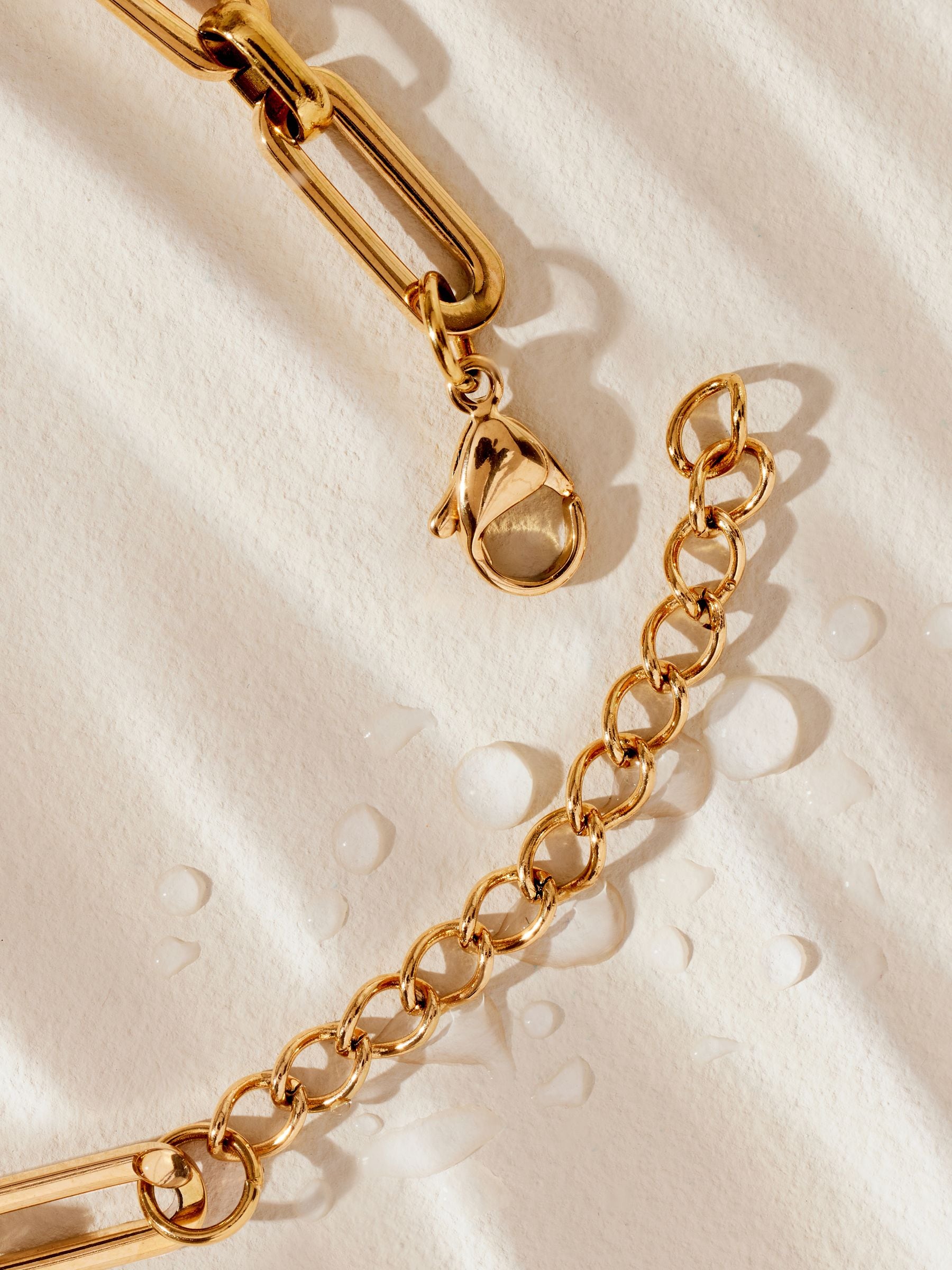 Gold tone stainless steel paperclip chain bracelet, UK version
