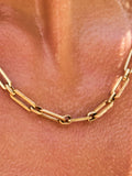 Gold tone stainless steel paperclip chain necklace, UK version