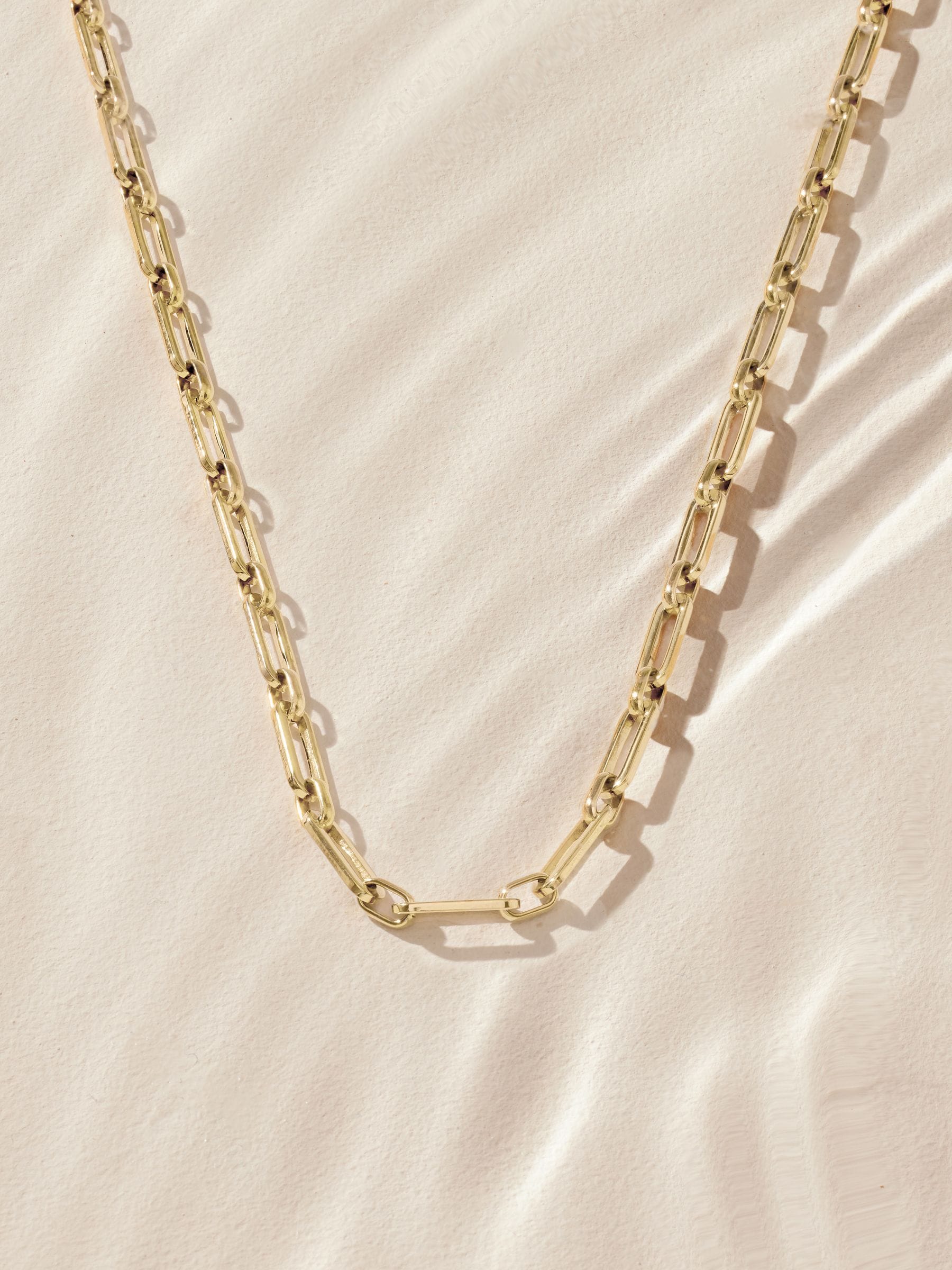 Gold tone stainless steel paperclip chain necklace, UK version