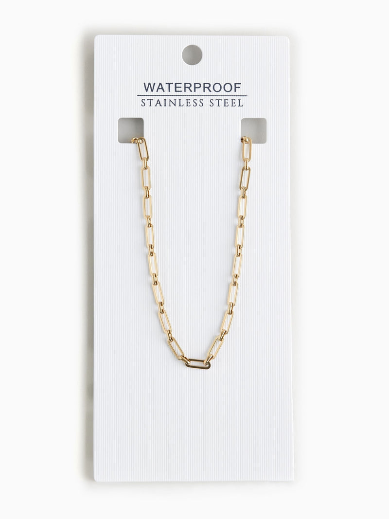 Gold tone stainless steel paperclip chain necklace, UK version