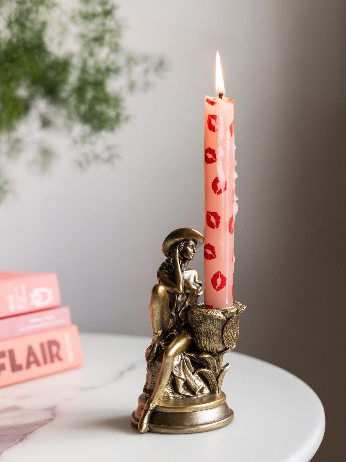 Rockett St George gold cowgirl candle holder 15cm, imported from the UK