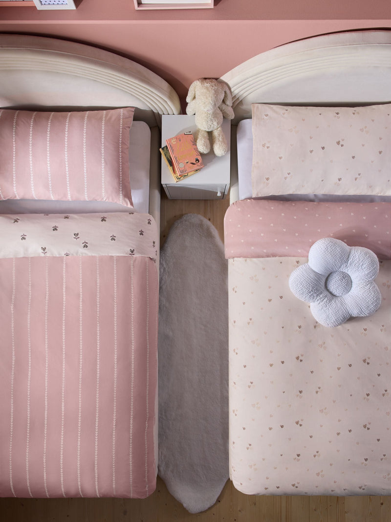 Natural Hearts duvet cover and pillowcase set, imported from the UK