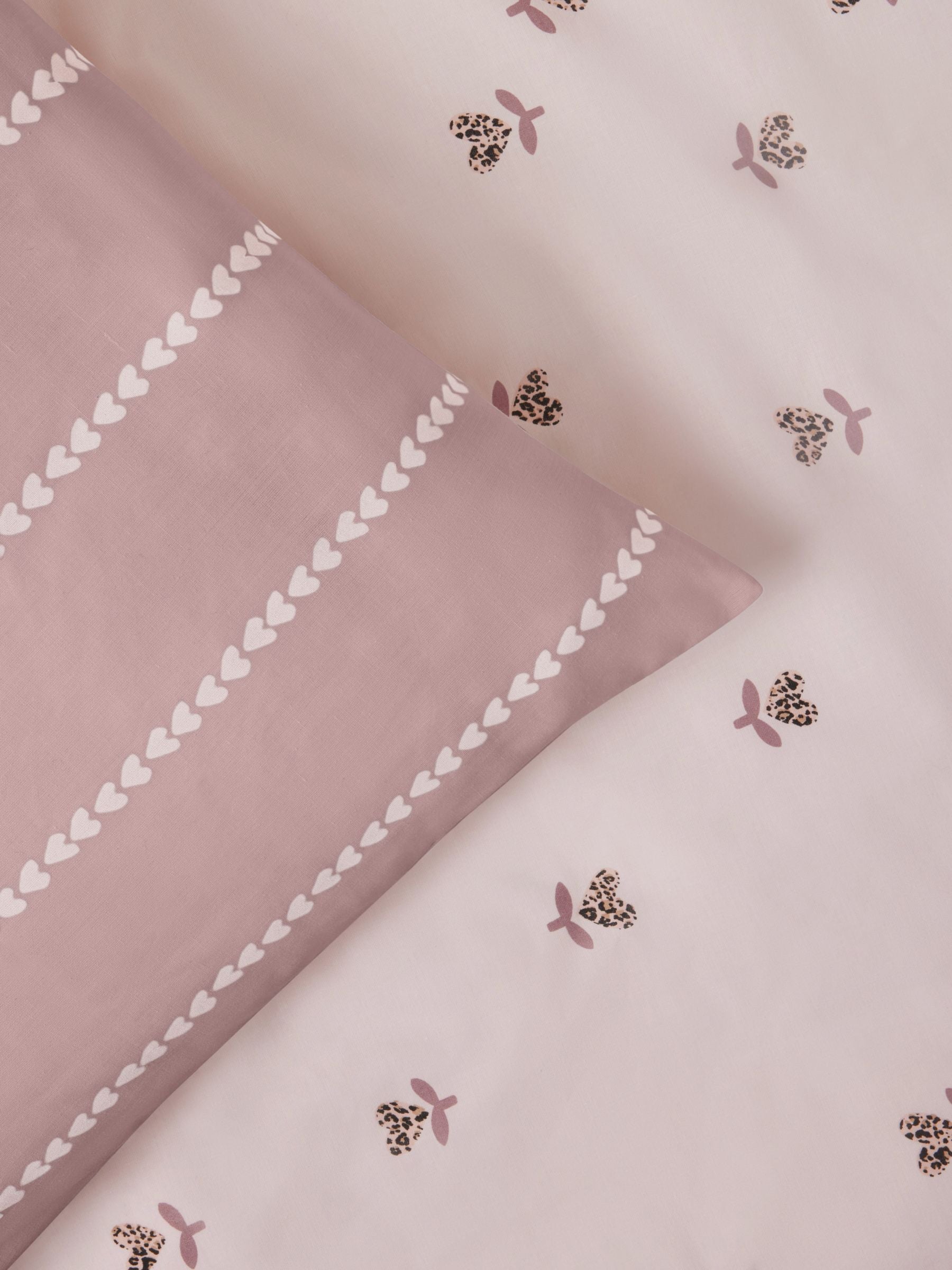 Natural Hearts duvet cover and pillowcase set, imported from the UK
