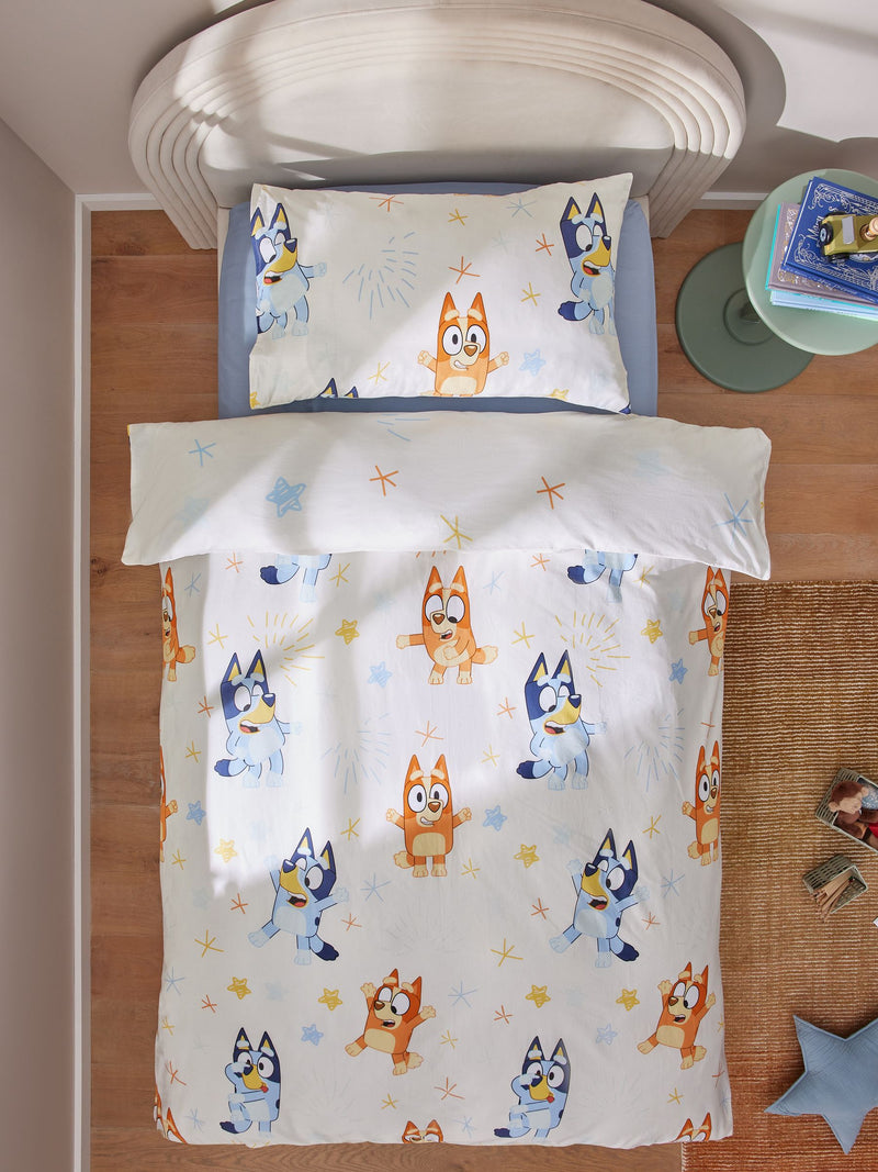 Natural Bluey and Friends 100% Cotton Duvet Cover and Pillowcase Set
