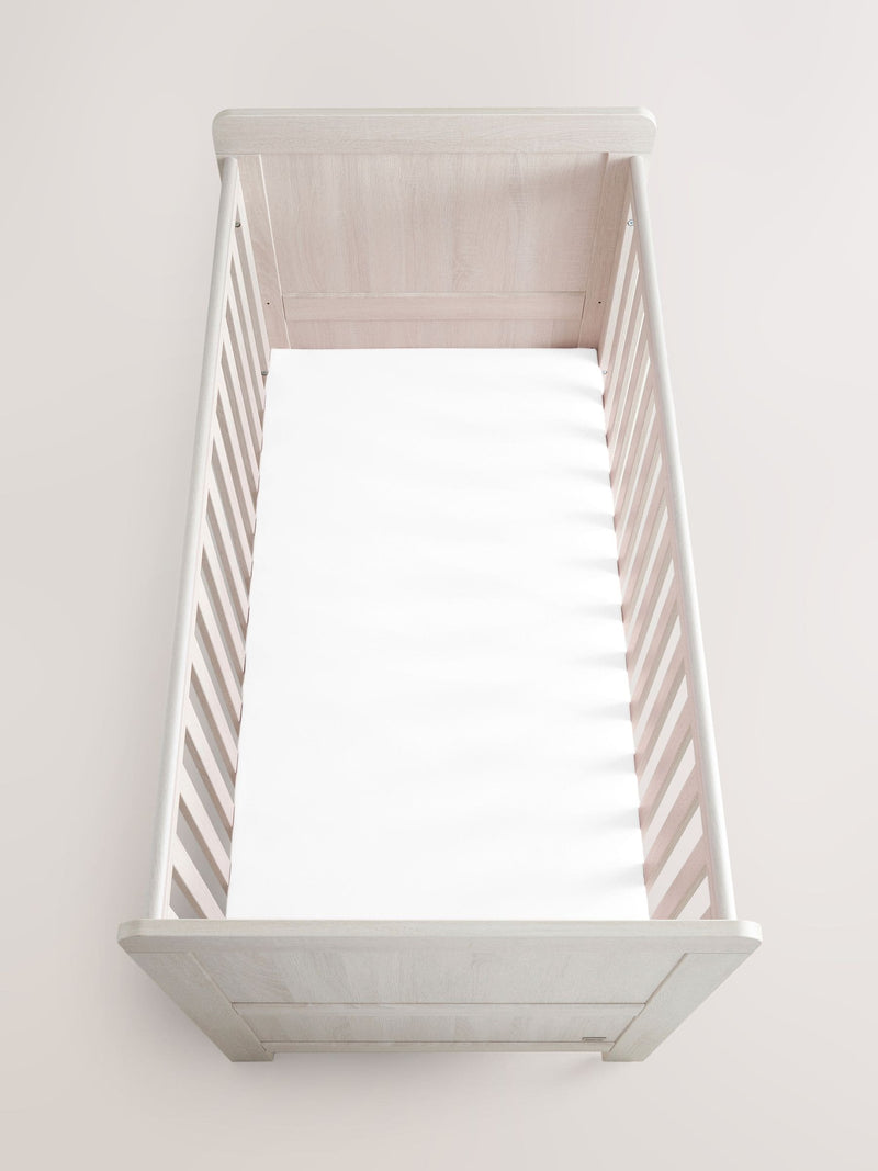 White 100% cotton jersey baby fitted sheets 2 pack, imported from the UK