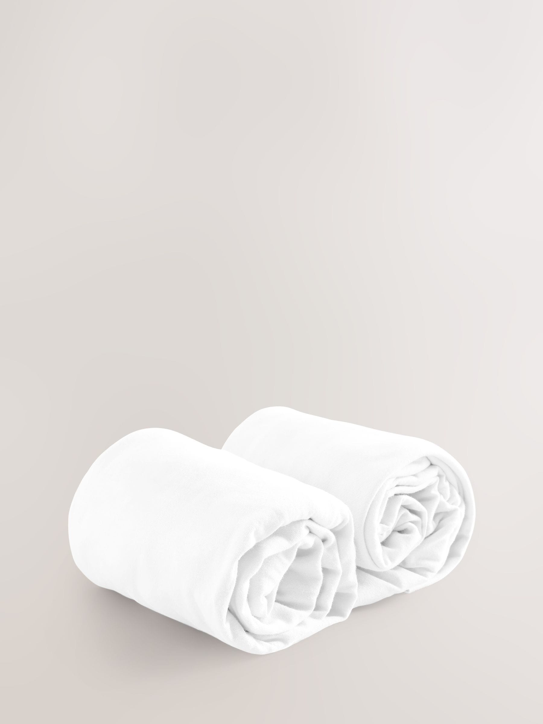 White 100% cotton jersey baby fitted sheets 2 pack, imported from the UK