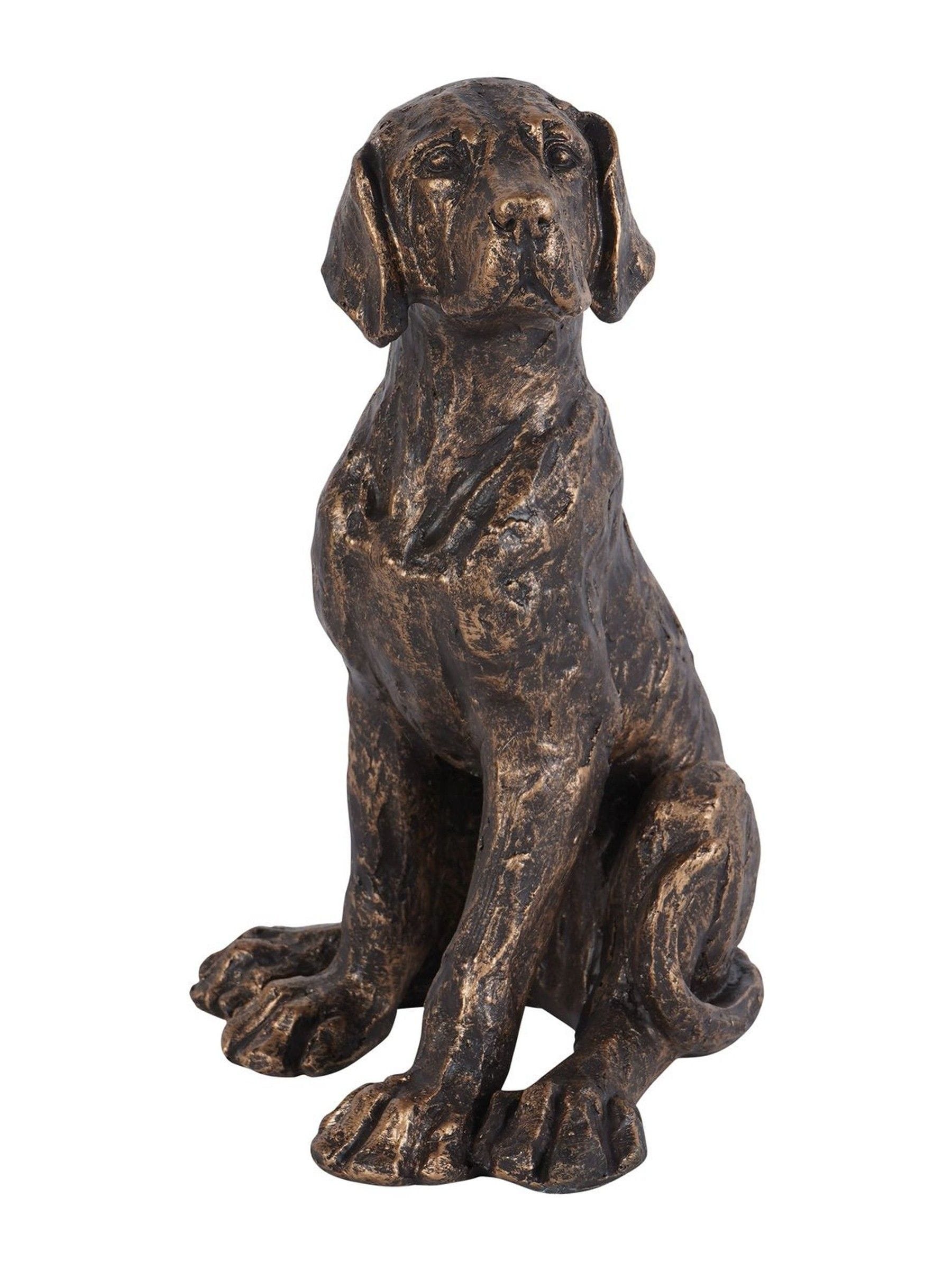 Laura Ashley bronze sitting dog sculpture, UK version