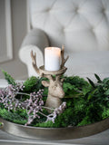Laura Ashley natural wood deer candle holder, UK version