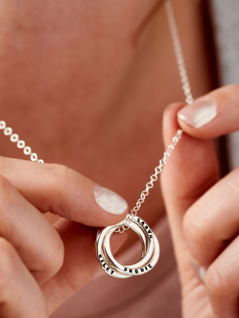 Posh Totty Designs Personalised Russian Ring Necklace, imported from the UK