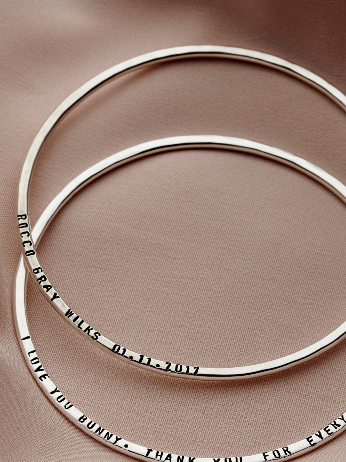 Posh Totty Designs Personalised Message Bangle, imported from the UK