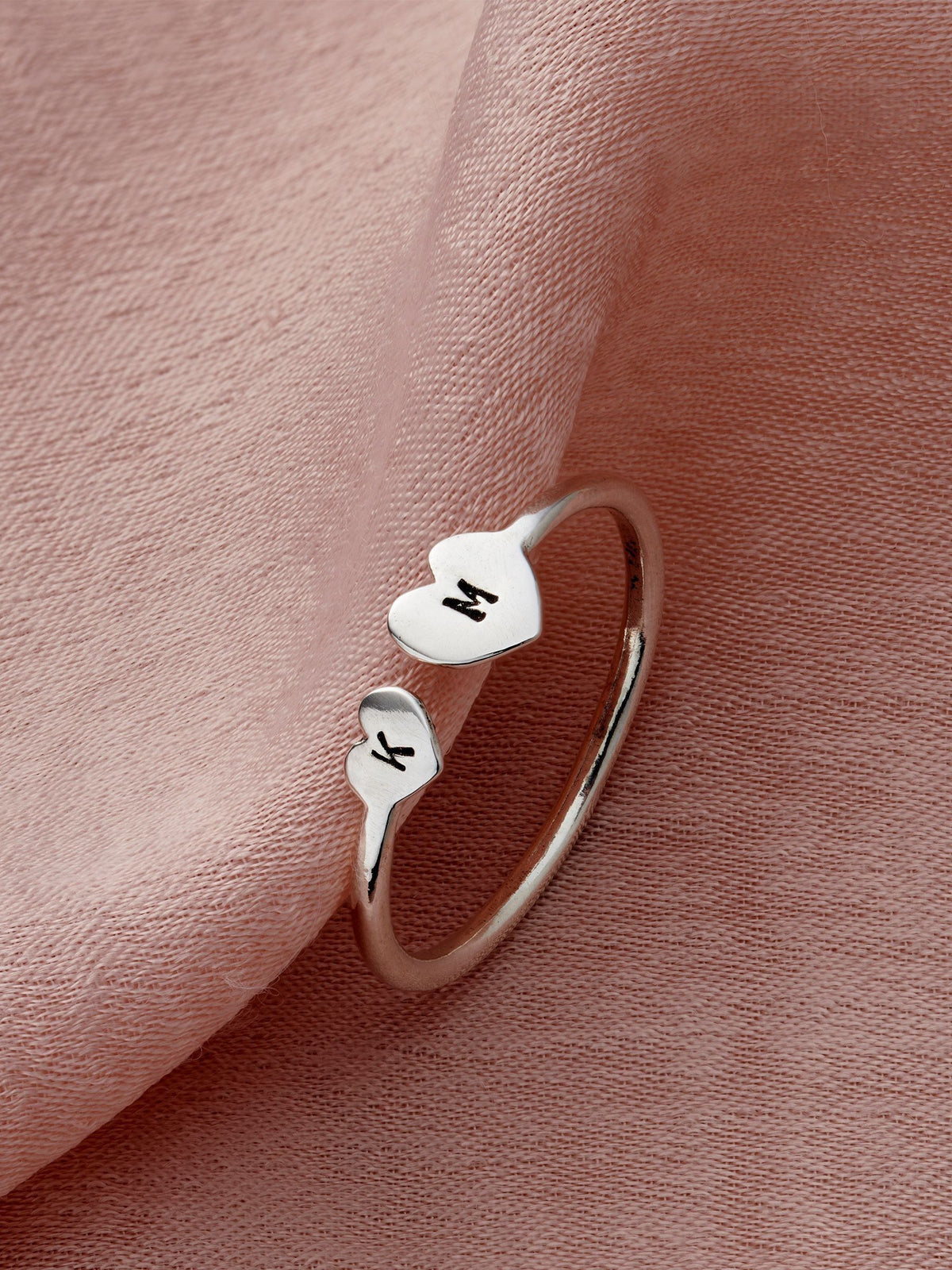 Posh Totty Designs Personalised Heart Open Ring, imported from the UK