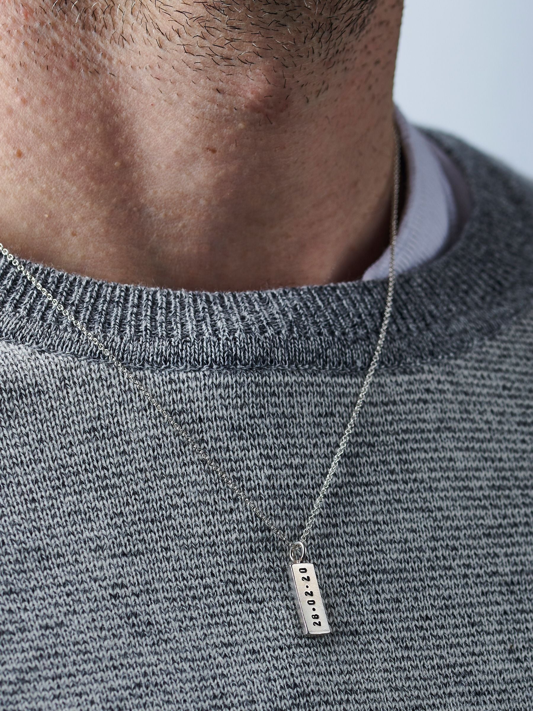 Posh Totty Designs Personalised Mens Tag Necklace with 20-inch chain, imported from the UK