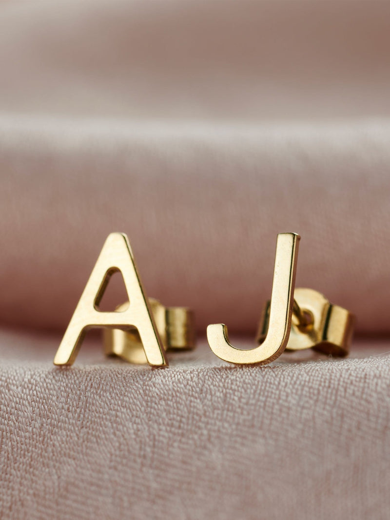 Posh Totty Designs personalised initial stud earrings 1cm, imported from the UK