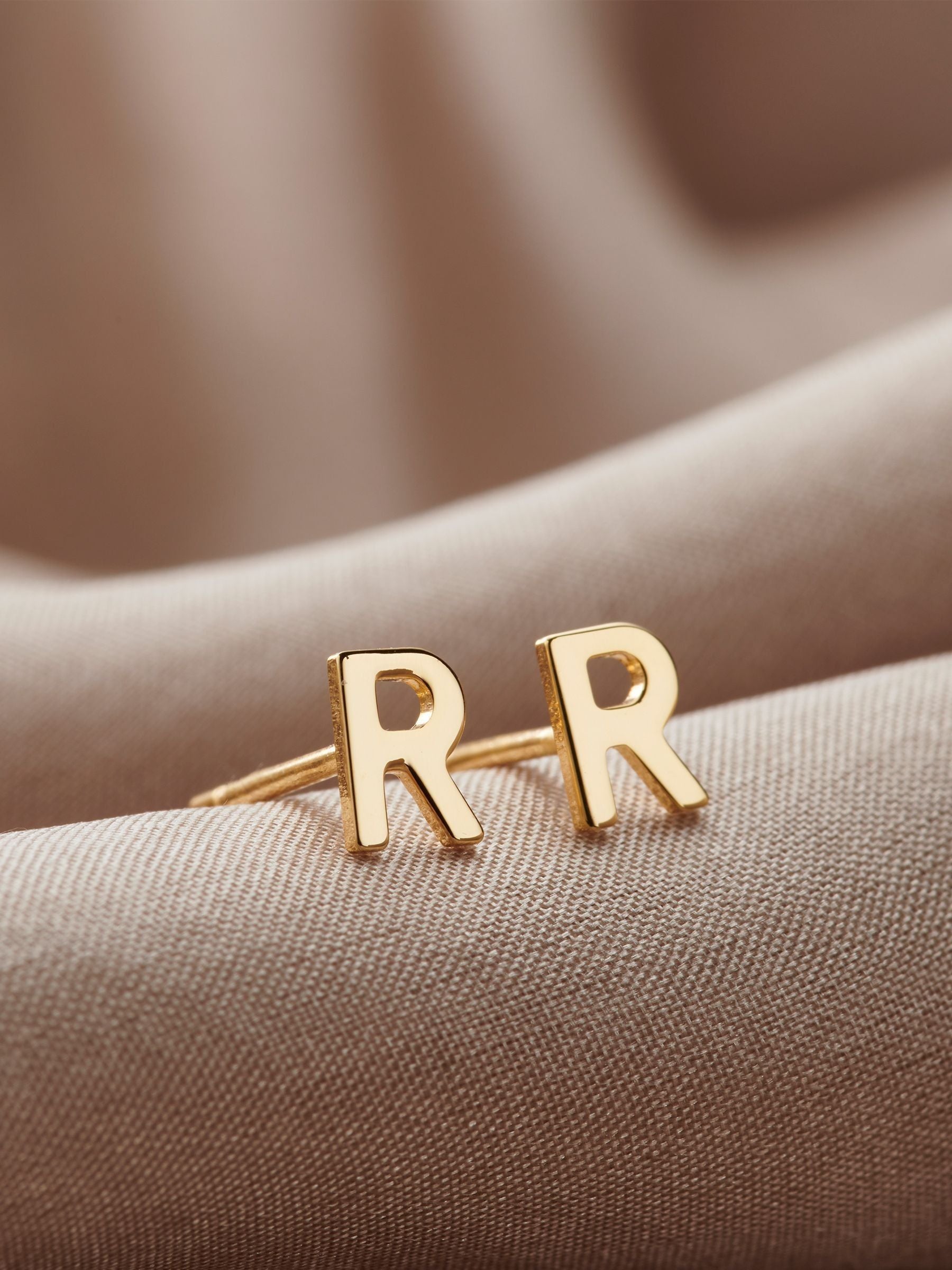Posh Totty Designs personalised initial stud earrings 1cm, imported from the UK