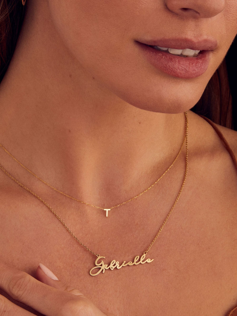 Personalised Sterling Silver Script Name Necklace with Gold Plating Options