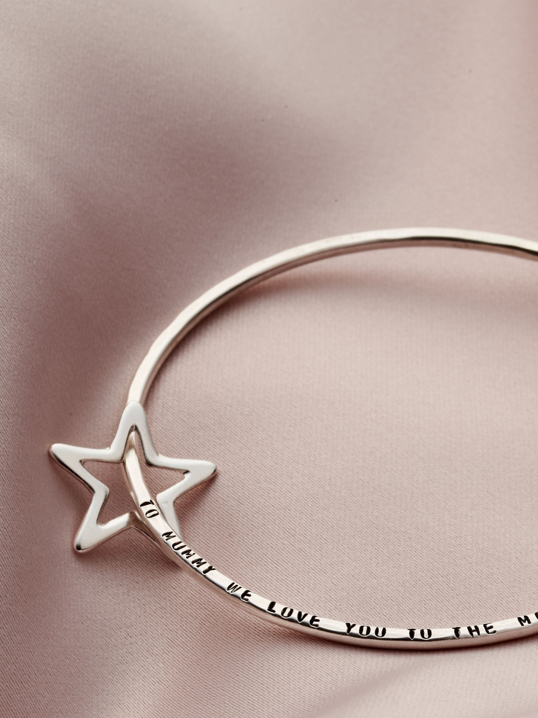 Posh Totty Designs Personalised Star Bangle 6.5cm diameter, imported from the UK