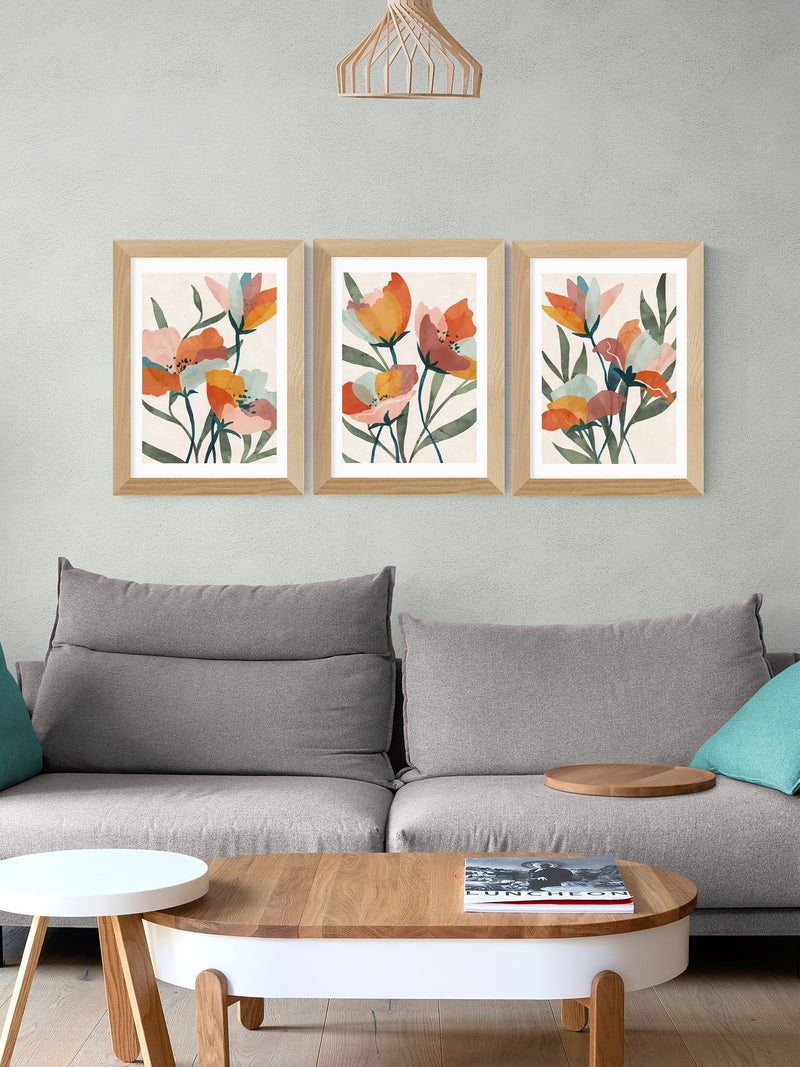 East End Prints oak summer bouquet framed art set - British product